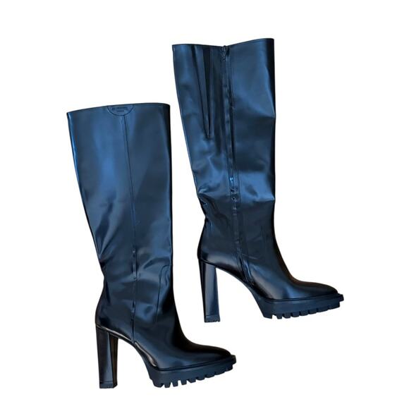 NWOT Allsaints Leather Harlem Knee-High Black Boots – Sz 9 - Picture 9 of 10